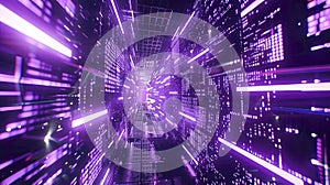 Streaming binary data moving on a digital road - 3d illustration.Generative AI