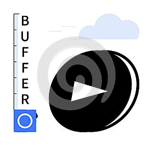 Streaming Media Loading with Buffering Progress and Play Button in Minimalist Design