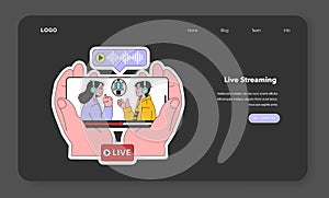 Streaming media service night or dark mode web banner or landing