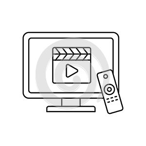 Streaming movie with television icon in linear style