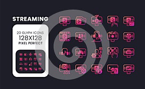 Streaming pink solid gradient desktop icons