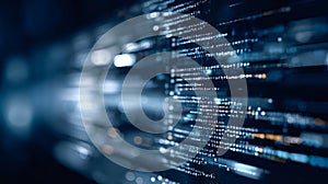 Streaming programming code on a screen showing data processing