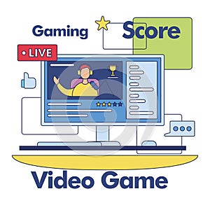 Streaming service concept image Computer screen streaming Vector