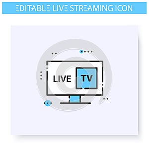 Streaming television line icon. Editable