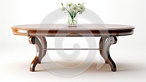 Streamline Elegance Oval Dining Table With Flowers