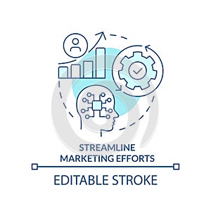 Streamline marketing efforts turquoise concept icon