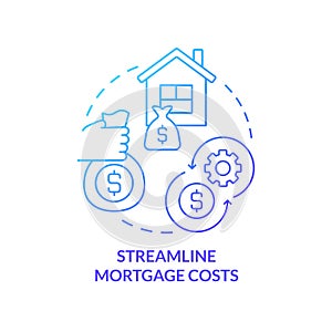 Streamline mortgage costs blue gradient concept icon