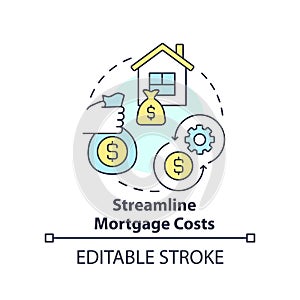 Streamline mortgage costs concept icon