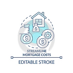 Streamline mortgage costs turquoise concept icon