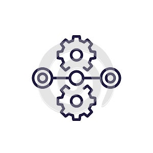 streamline process line icon with gears, vector