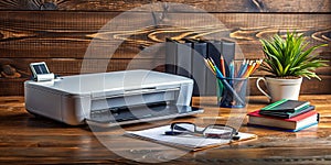 Streamline Your Home Office with Modern Printer and Stylish Workspace Setup