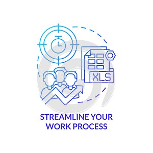 Streamline your work process blue gradient concept icon