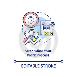 Streamline your work process concept icon