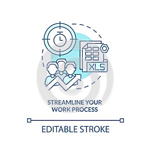 Streamline your work process turquoise concept icon