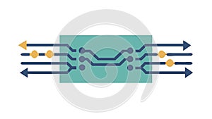 Streamlined Circuit Board Data Flow Icon, vector design Generative AI