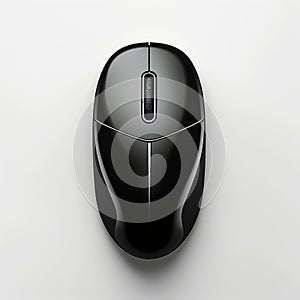 Streamlined Design: Black Computer Mouse On White Surface photo