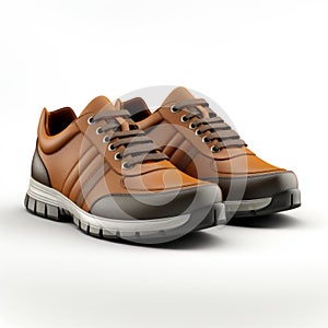 Streamlined Design Brown Athletic Shoes With Photorealistic Rendering