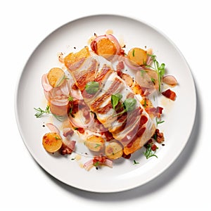 Streamlined Design: Fish With Potatoes And Roasted Bacon Recipe