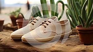 Streamlined Design Four Levine Beige Shoes With Monochromatic Simplicity photo