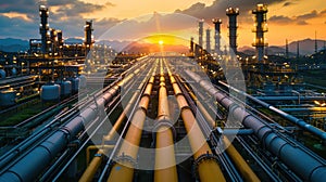 Streamlined Gas and Oil Refinery Process with Industrial Pipeline for Optimal Production Efficiency