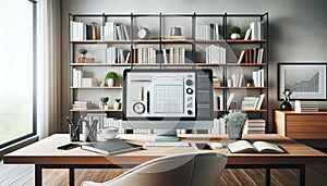 streamlined home office setup exudes modern efficiency and style