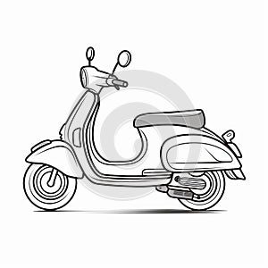 Streamlined Line Art Scooter Image In Gray And Black