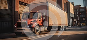 Streamlined Logistics, A Large Modern Delivery Truck with Cargo and Goods, Generative AI photo