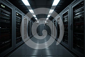 Streamlined Modern server room gray. Generate Ai