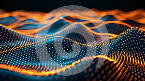 Streamlined network connection wave of particles symbolizing information technology