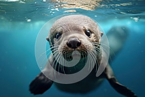 Streamlined Otter underwater. Generate Ai