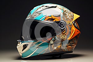 Streamlined Woman racer helmet. Generate Ai