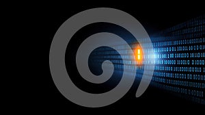 Streams of binary code on a dark background, representation of digital data flow and information technology