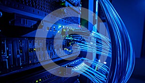 HighSpeed Fiber Optic Data Transfer in Server Room