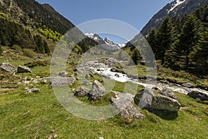 Streams generated by the melting snow in the French mountains