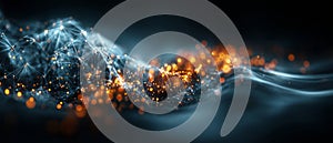 Streams of glowing binary code flow through a cosmic tunnel, symbolizing technology and futuristic innovation. Data, connectivity