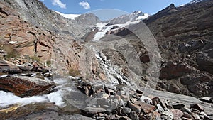 Streams in the Palla Bianca glacier region in strong retreat