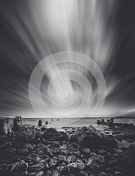 Streched out clouds over the sea