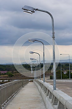 Streelight post on a bridge