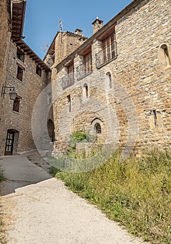 Street of Ainsa with chimneys