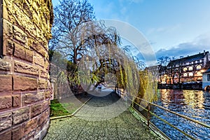 Street alongside a water canal in Strasbourg