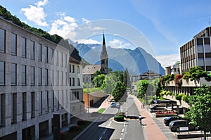 Street of alpine town, Vaduz, Lichtenstein photo