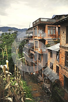 Street in ancient Newa city Bhaktapur. Kathmandu valey, Nepal