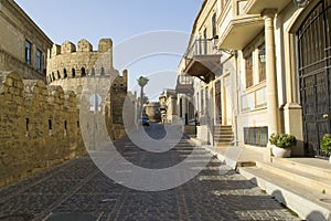 Street in ancient old town Baku