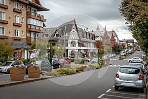 Street and architecture of Gramado city - Gramado, Rio Grande do Sul, Brazil photo