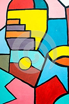 Street art contemporary painting on the wall. Abstract geometric background.