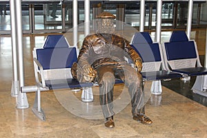 Street artist statue at Madrid Barajas Airport, Spain photo
