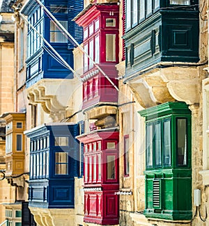 Street with balconies in Valletta