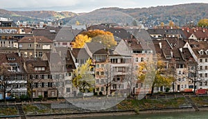 Street on the banks of the Rhine in autumnal colours