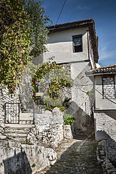 Street in berat old town in albania