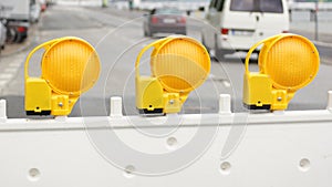 Street blocking - three yellow warning sign